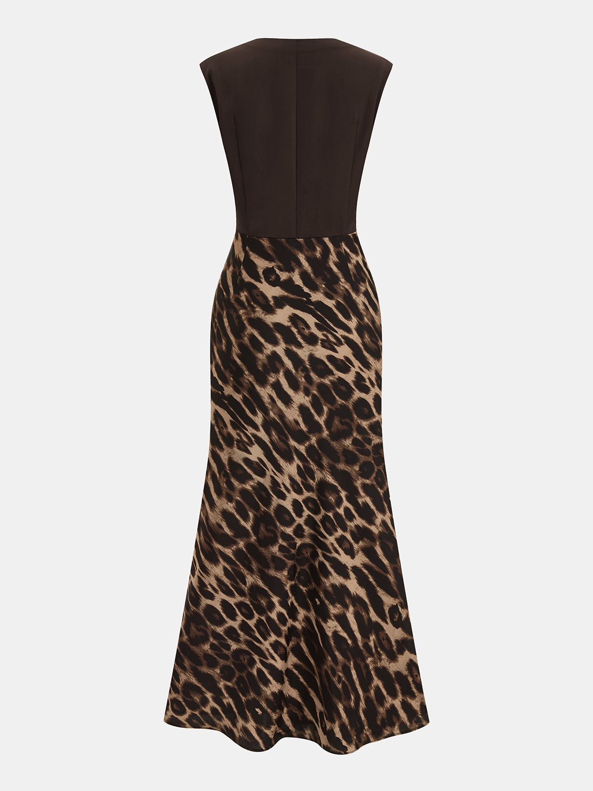 Kolsuz Leopar Desenli Maxi Elbise