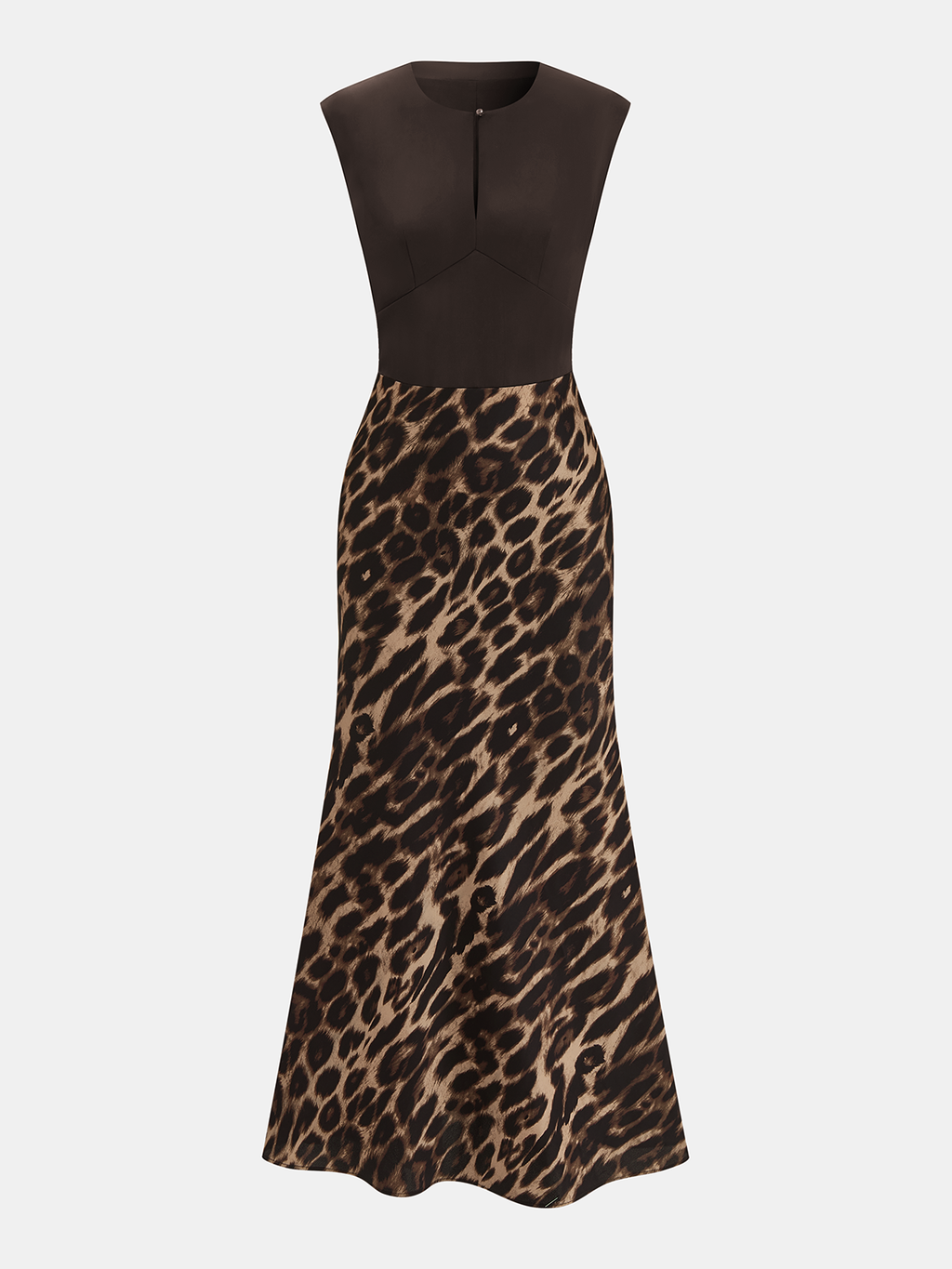 Kolsuz Leopar Desenli Maxi Elbise