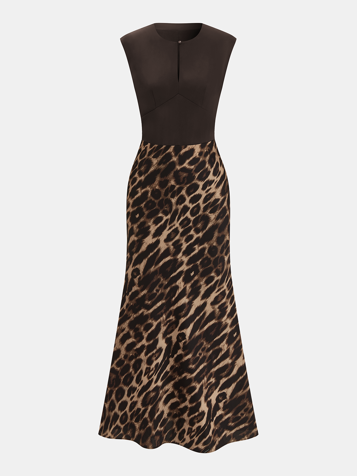 Kolsuz Leopar Desenli Maxi Elbise