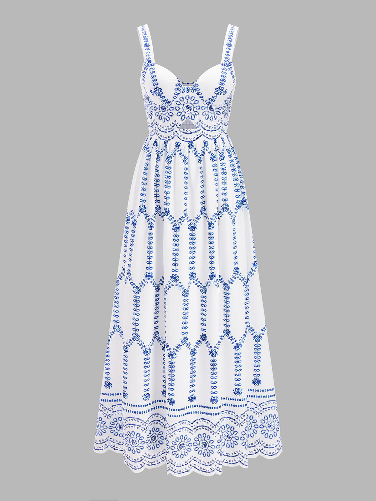 Boho Çiçek Desenli Dekolteli Maxi Elbise