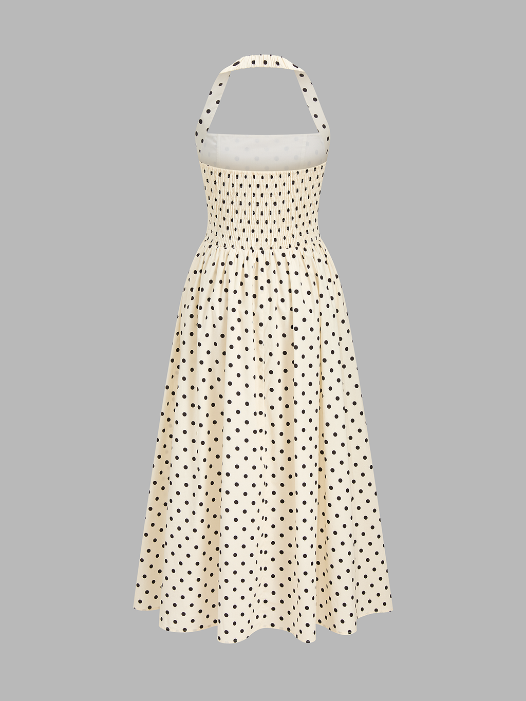 Puantiyeli Halter Yaka Maxi Elbise