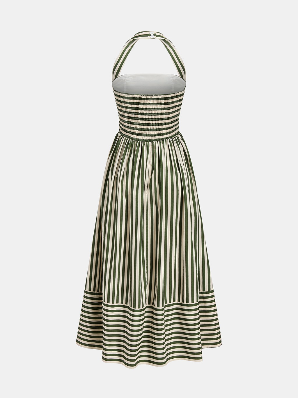 Çizgili Halter Yaka Maxi Elbise