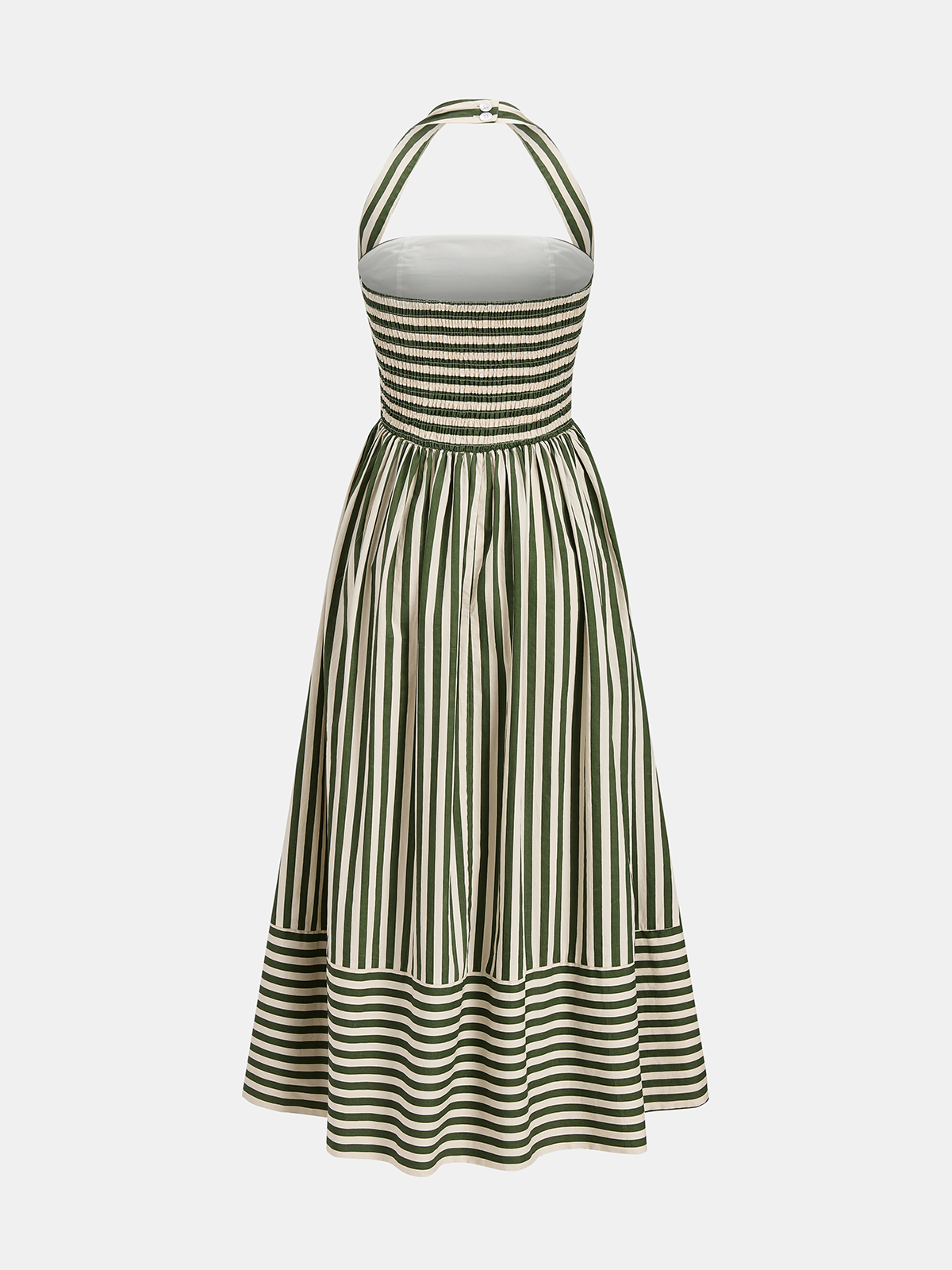 Çizgili Halter Yaka Maxi Elbise