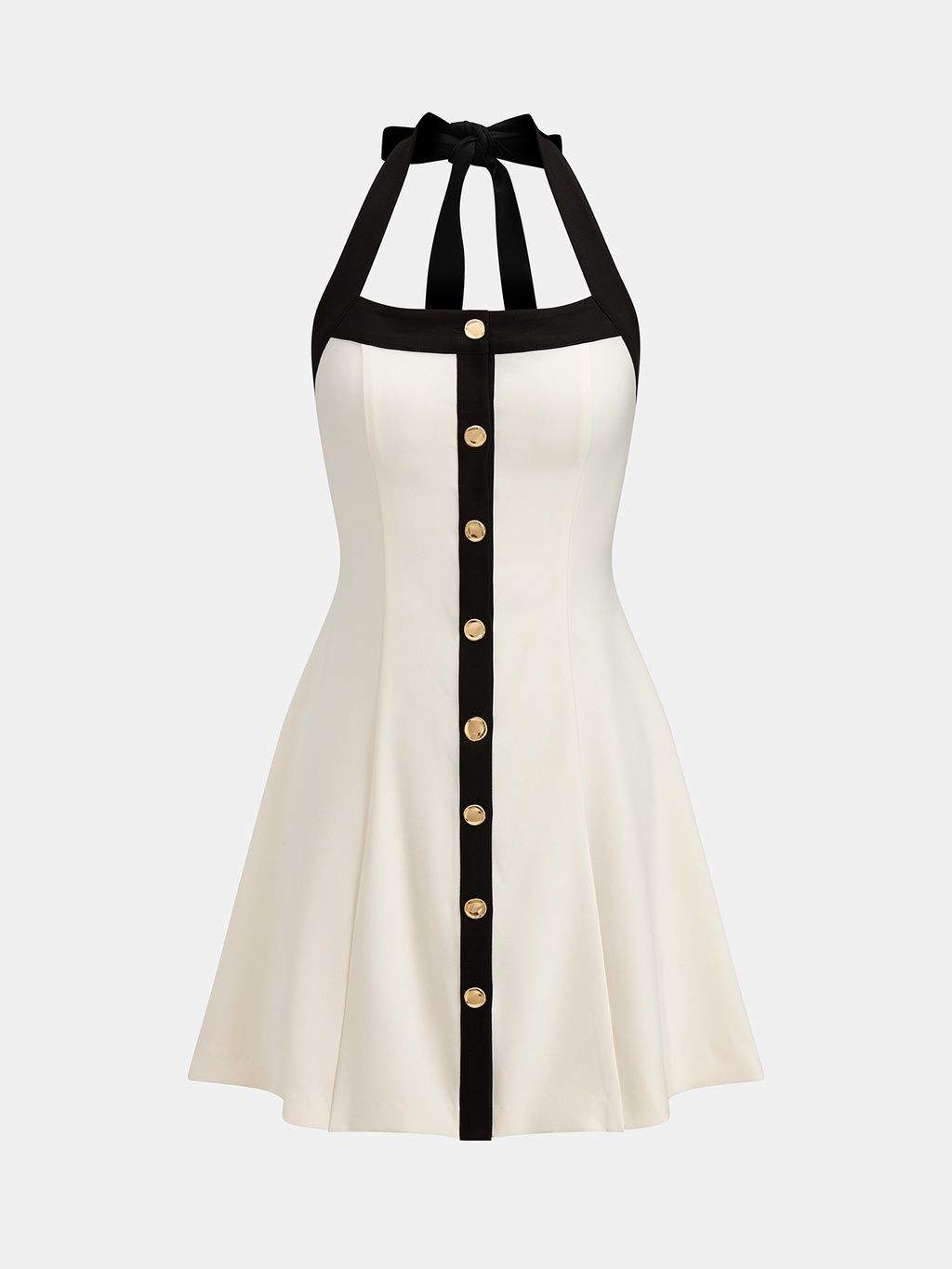 Kontrast Halter Yaka A Kesim Mini Elbise