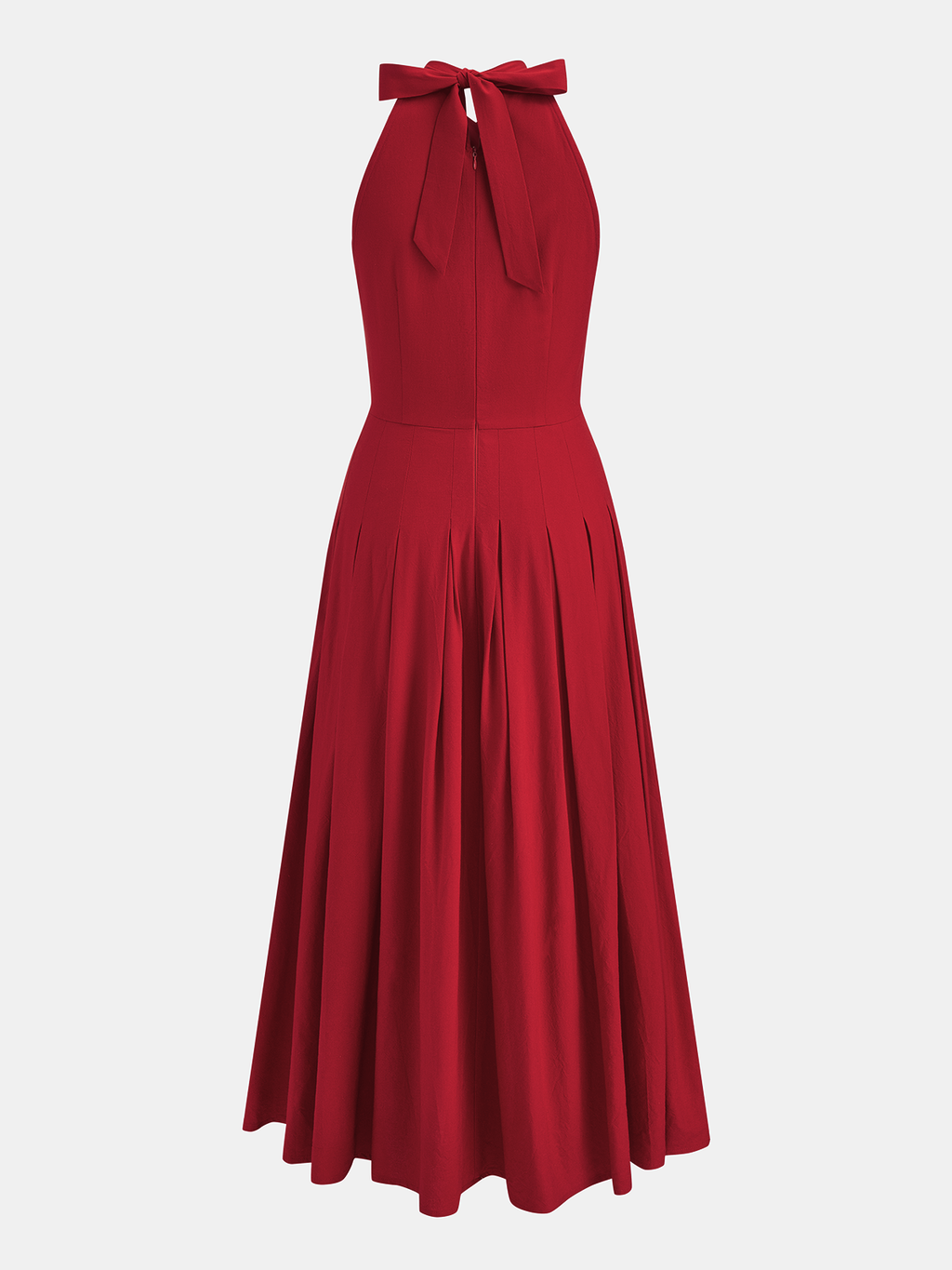 Halter Yaka Yırtmaçlı Pamuk Keten Maxi Elbise