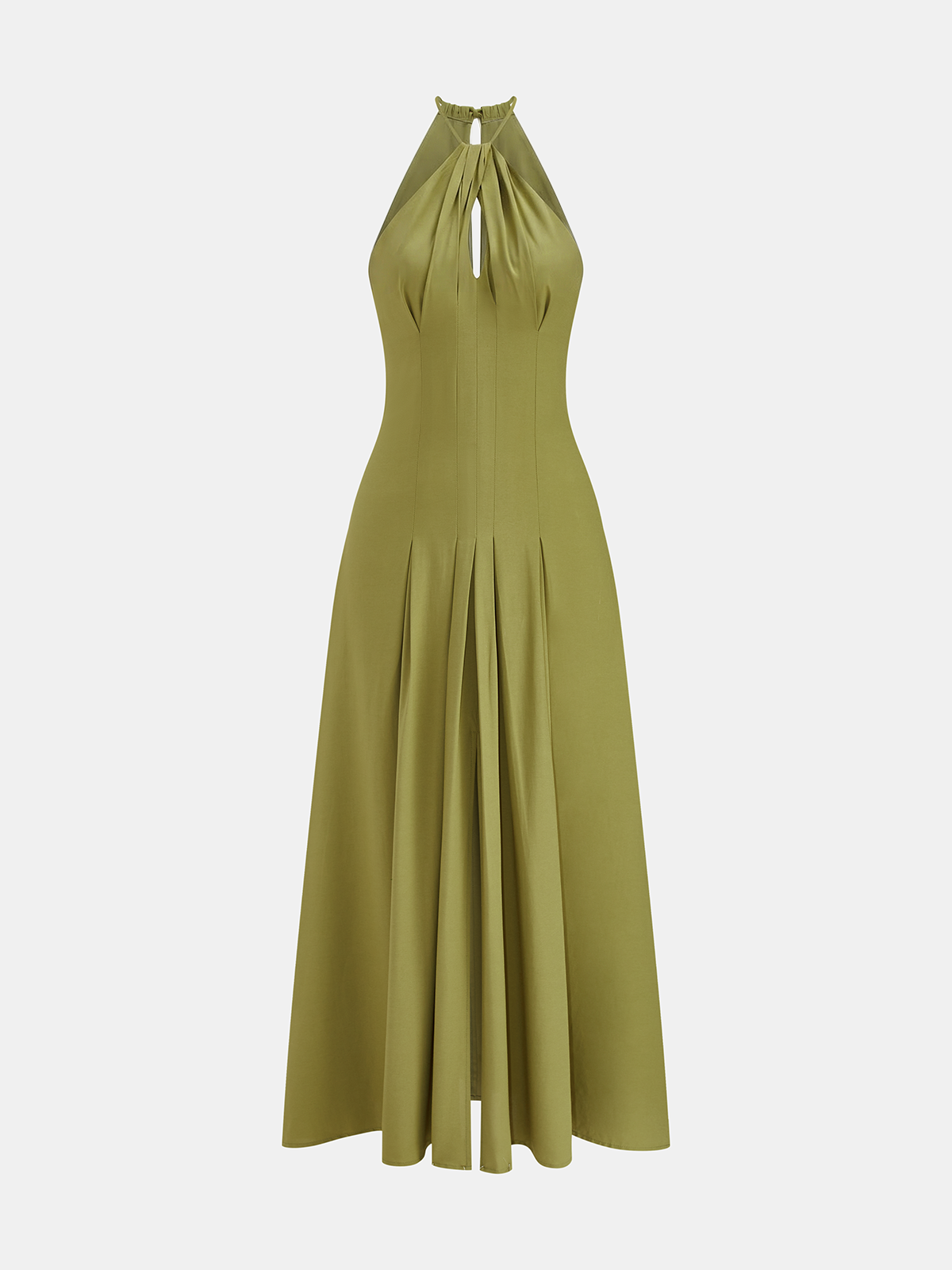 Halter Yaka Yan Yırtmaçlı Maxi Elbise