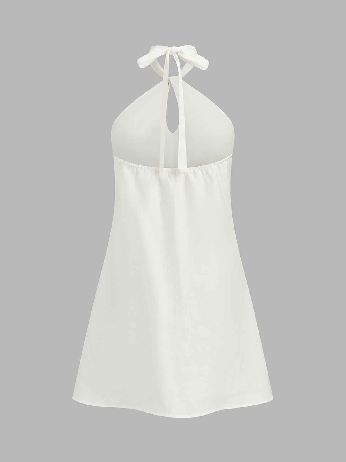 Halter Yaka Keten Karışımlı Mini Elbise