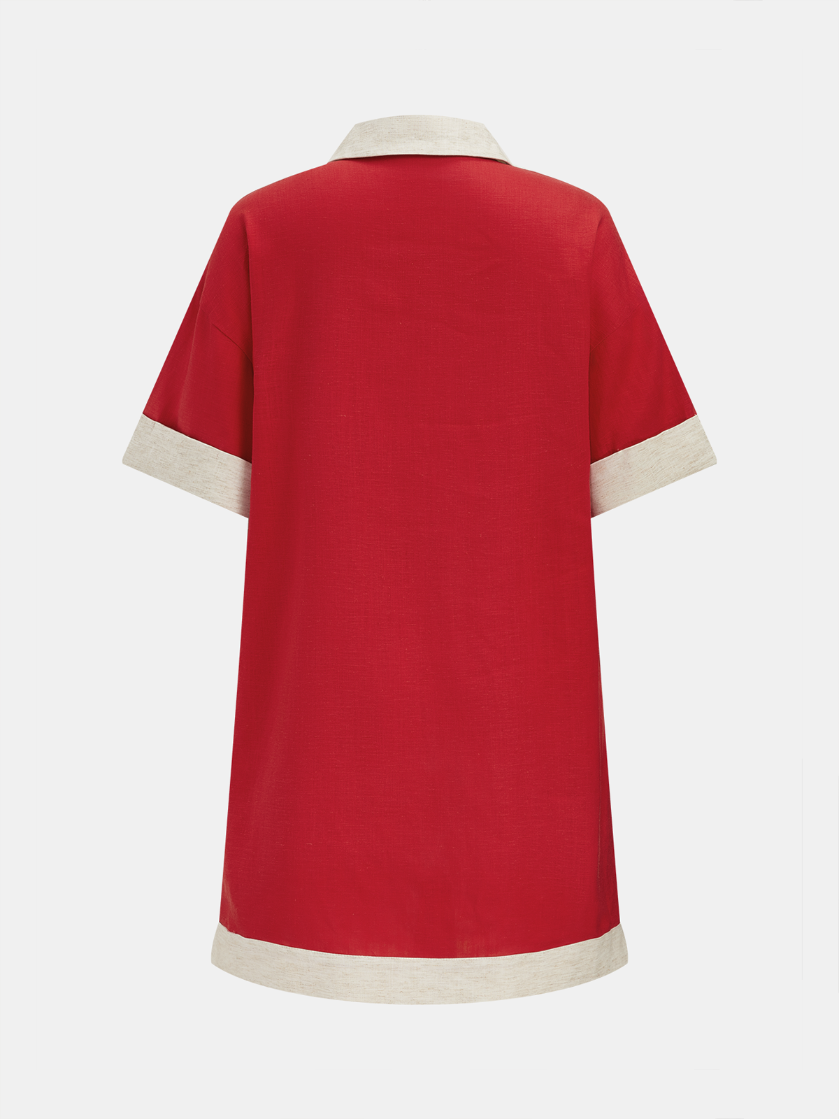 Tencel Keten Karışımlı Kontrast Biyeli Düz Kesim Elbise