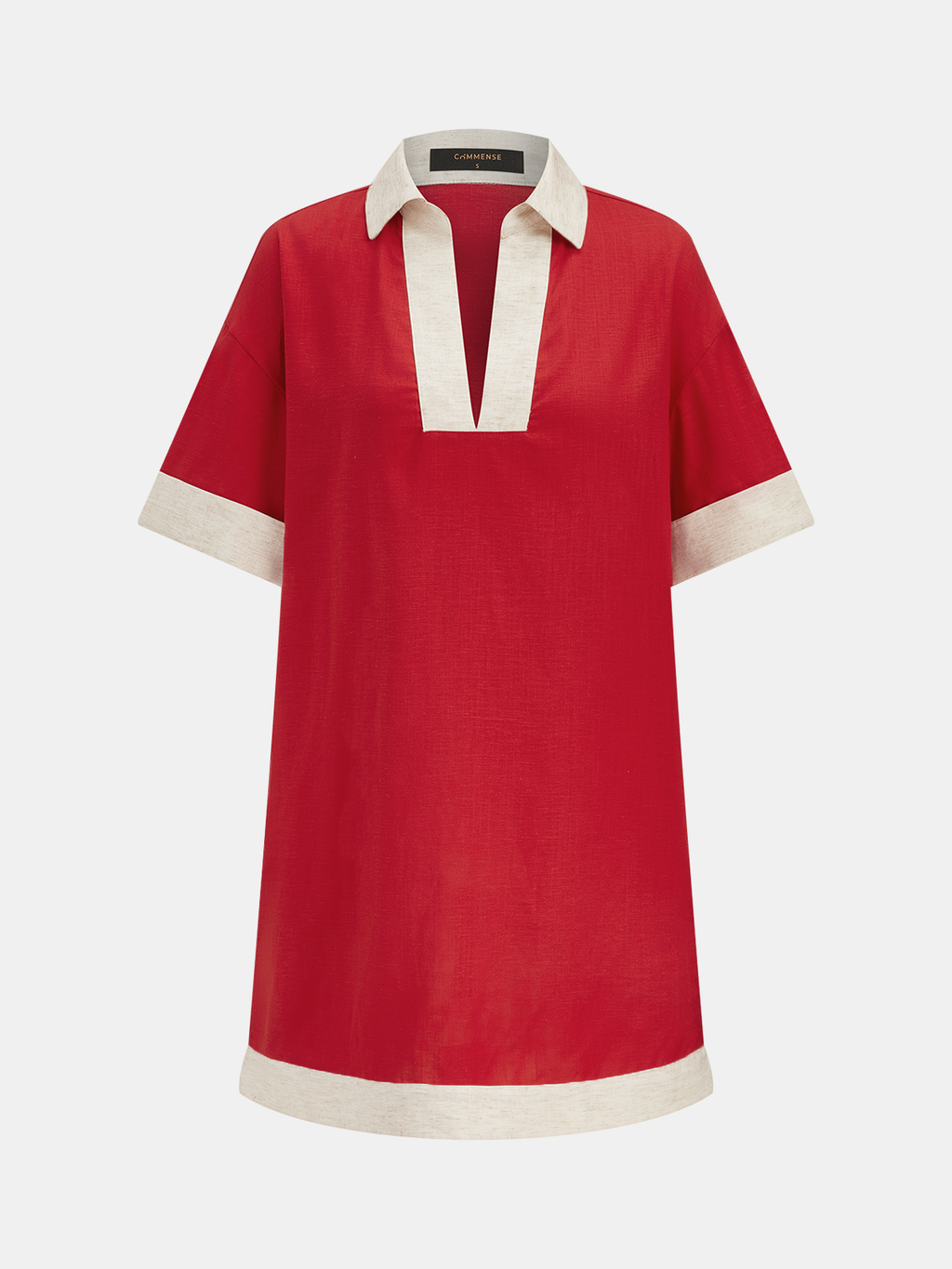 Tencel Keten Karışımlı Kontrast Biyeli Düz Kesim Elbise
