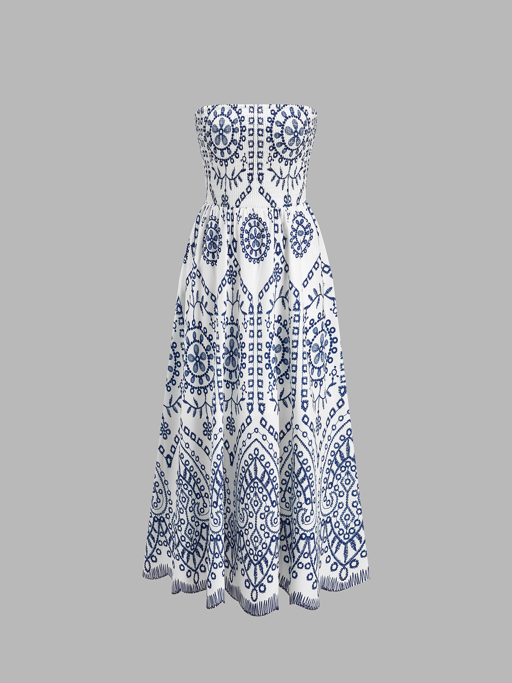 Straplez Boho Maxi Elbise