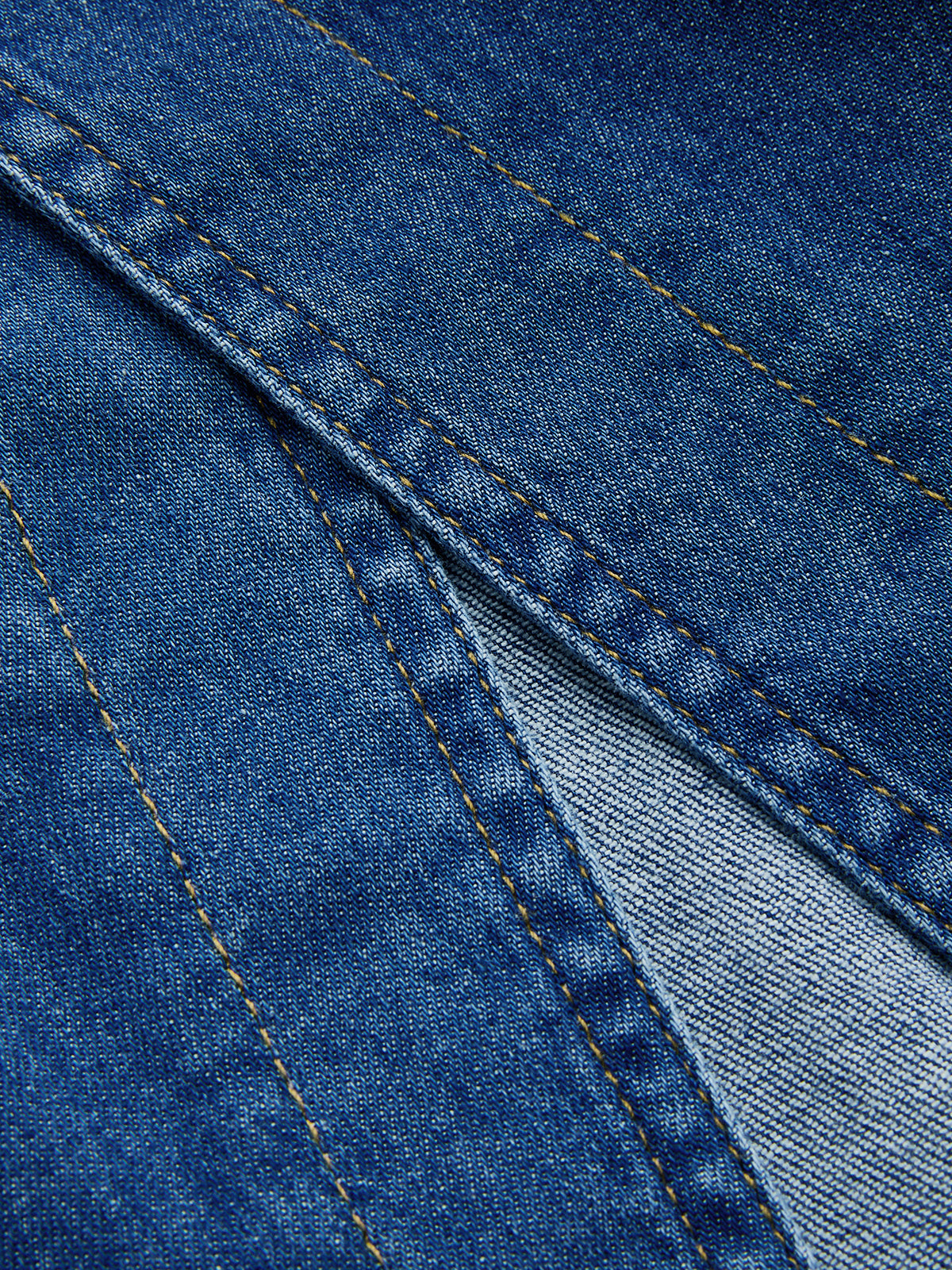 Tek Omuzlu Dekolteli Denim Midi Elbise