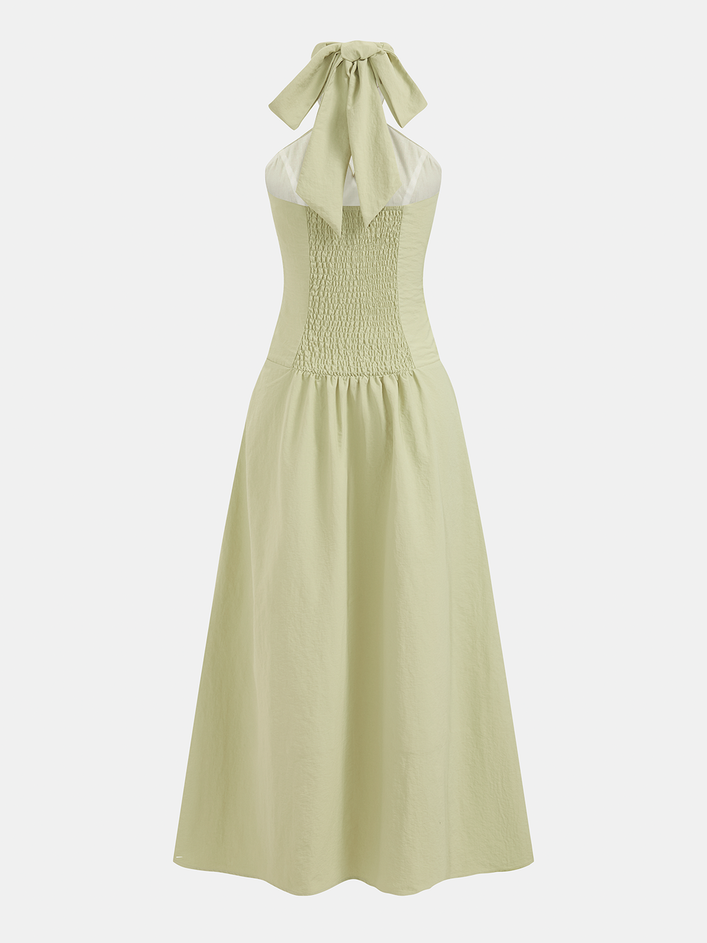 Halter Yaka Beli Oturan Pamuklu Maxi Elbise