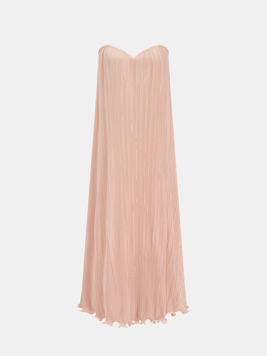 Straplez Pileli Maxi Elbise