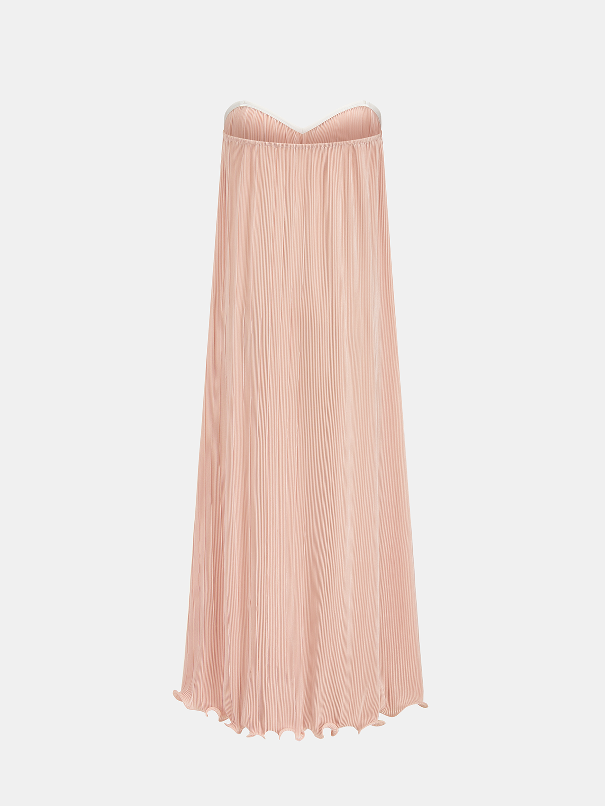 Straplez Pileli Maxi Elbise