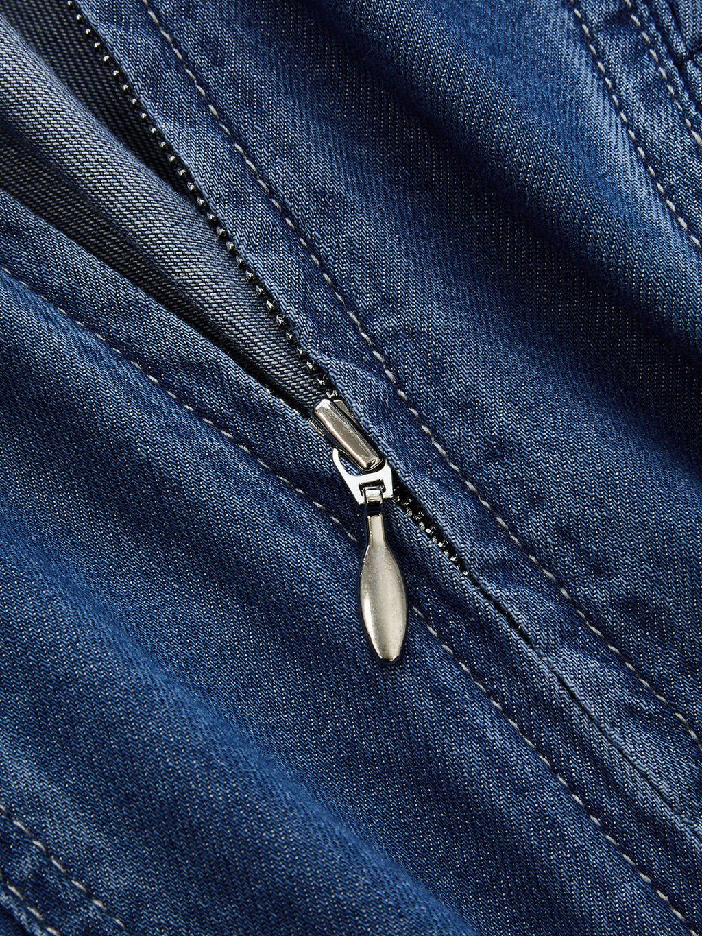 Kare Yaka Büzgü Dikişli Denim Maxi Elbise