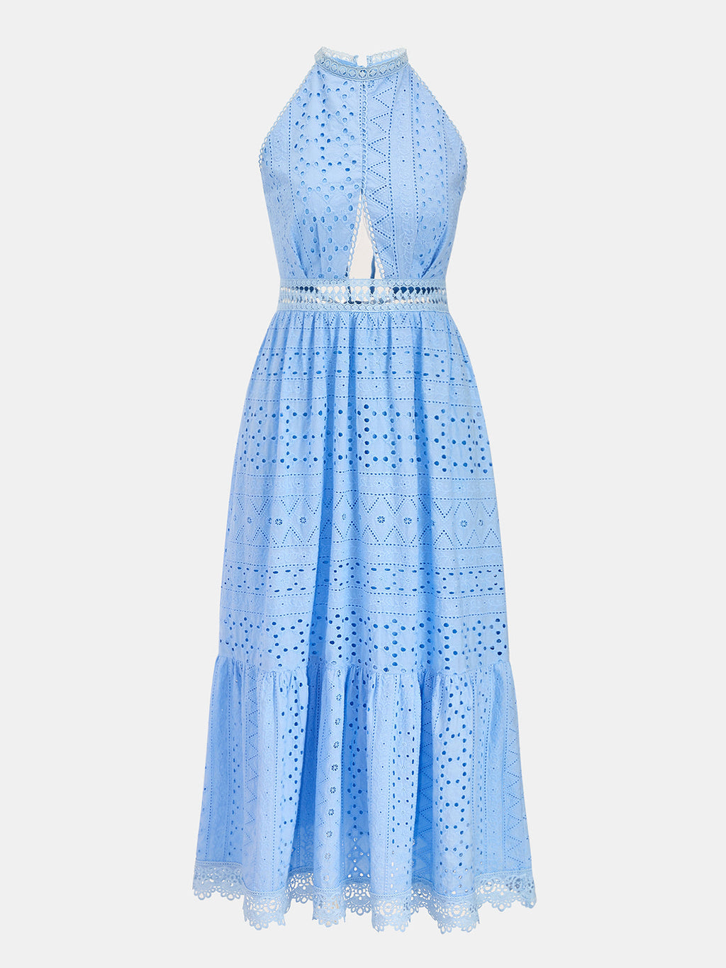 Halter Yaka Fisto Dekolteli Midi Elbise