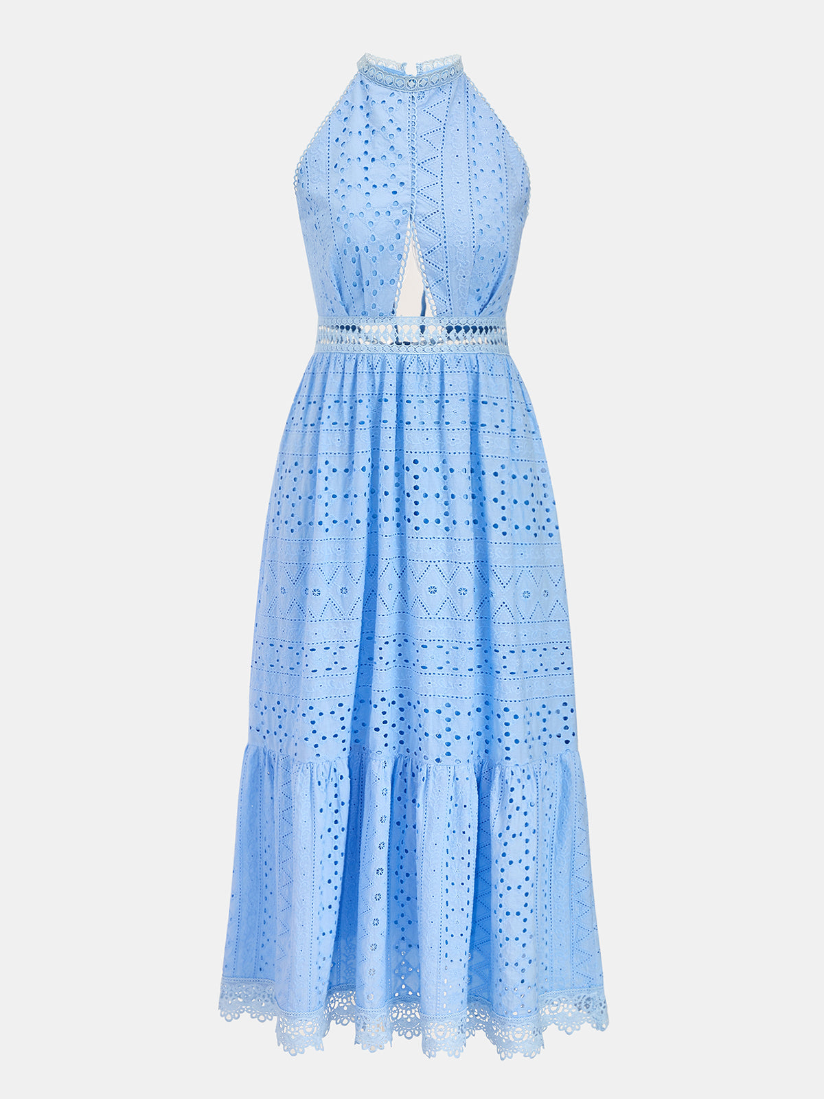Halter Yaka Fisto Dekolteli Midi Elbise