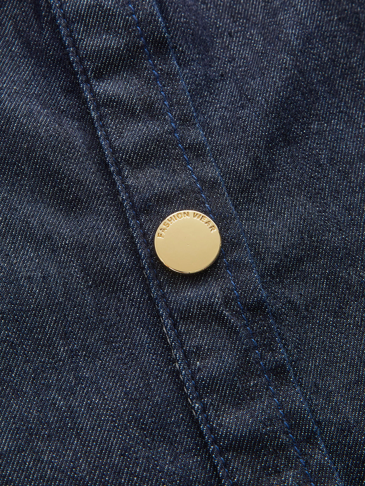 Önden Düğmeli Denim Midi Elbise