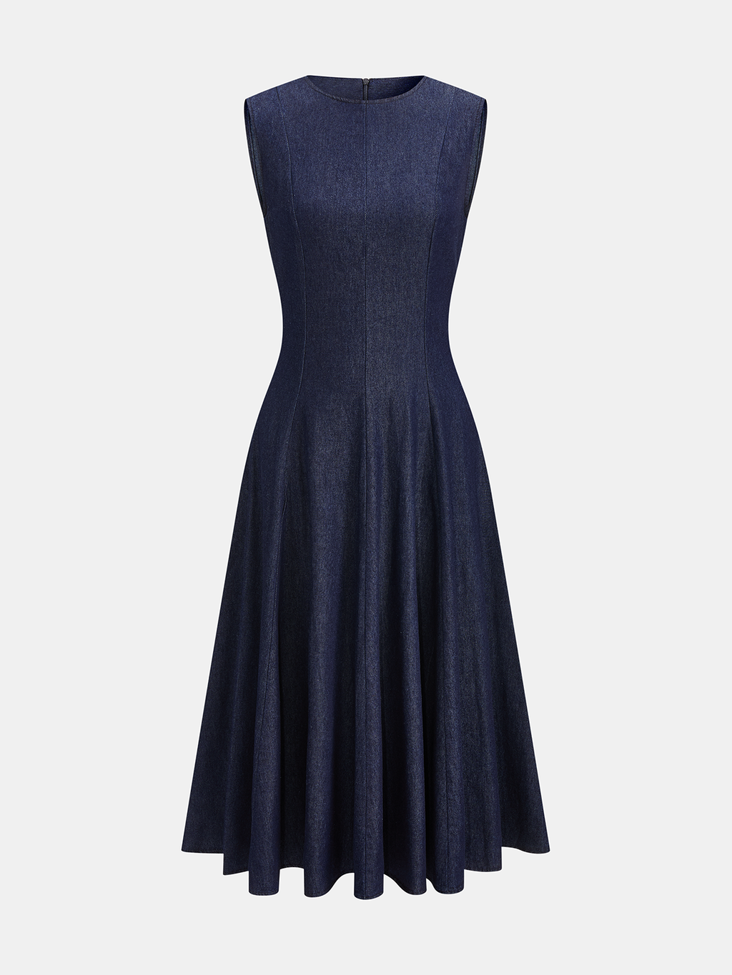 Kolsuz Kloş Denim Midi Elbise