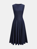 Kolsuz Kloş Denim Midi Elbise