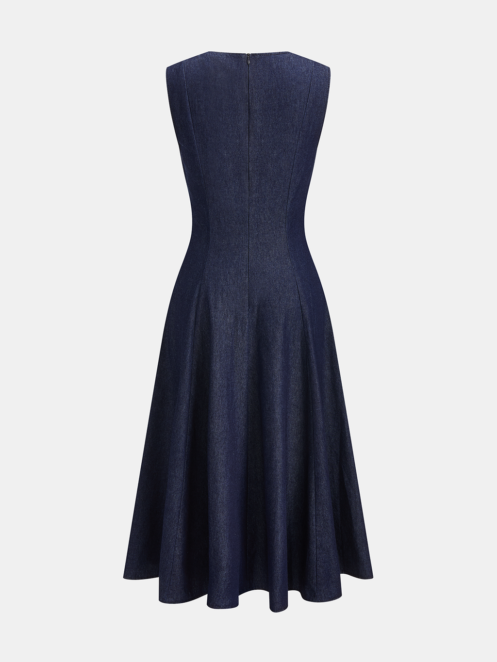 Kolsuz Kloş Denim Midi Elbise