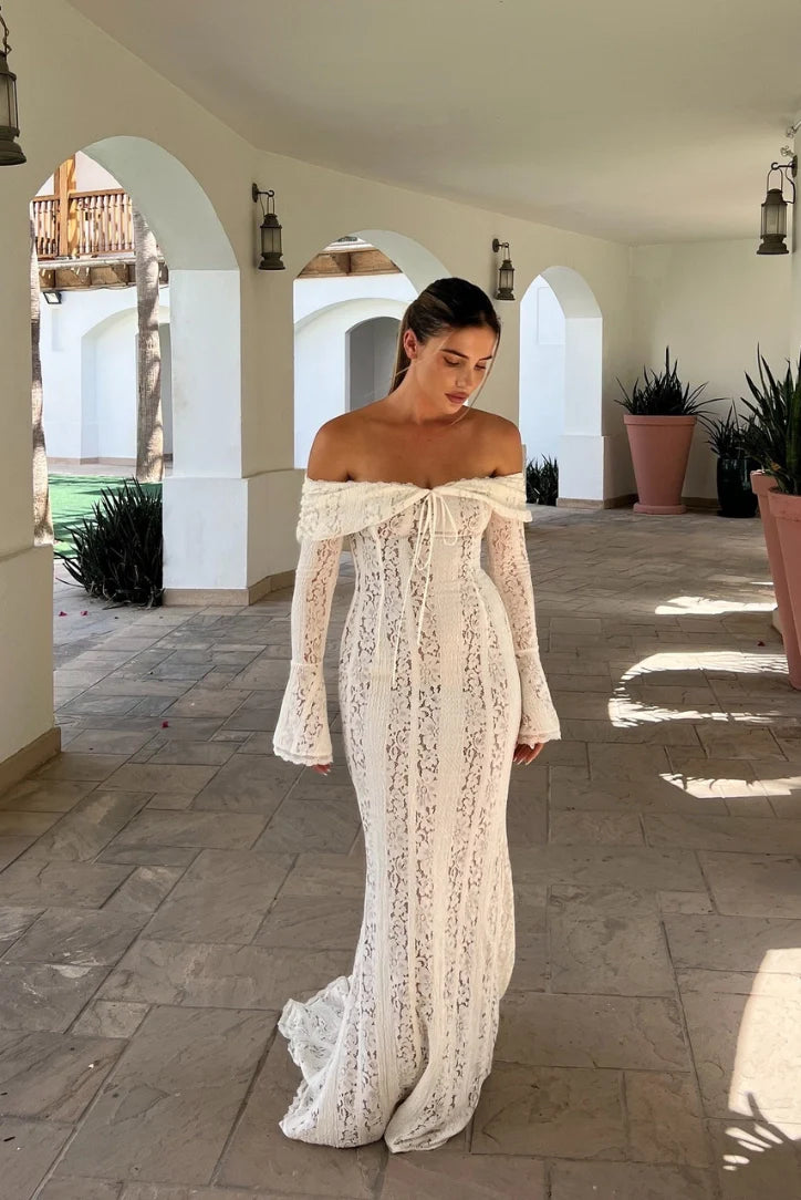 Georgette Lace Maxi- Ivory - Angel Lane Clothing