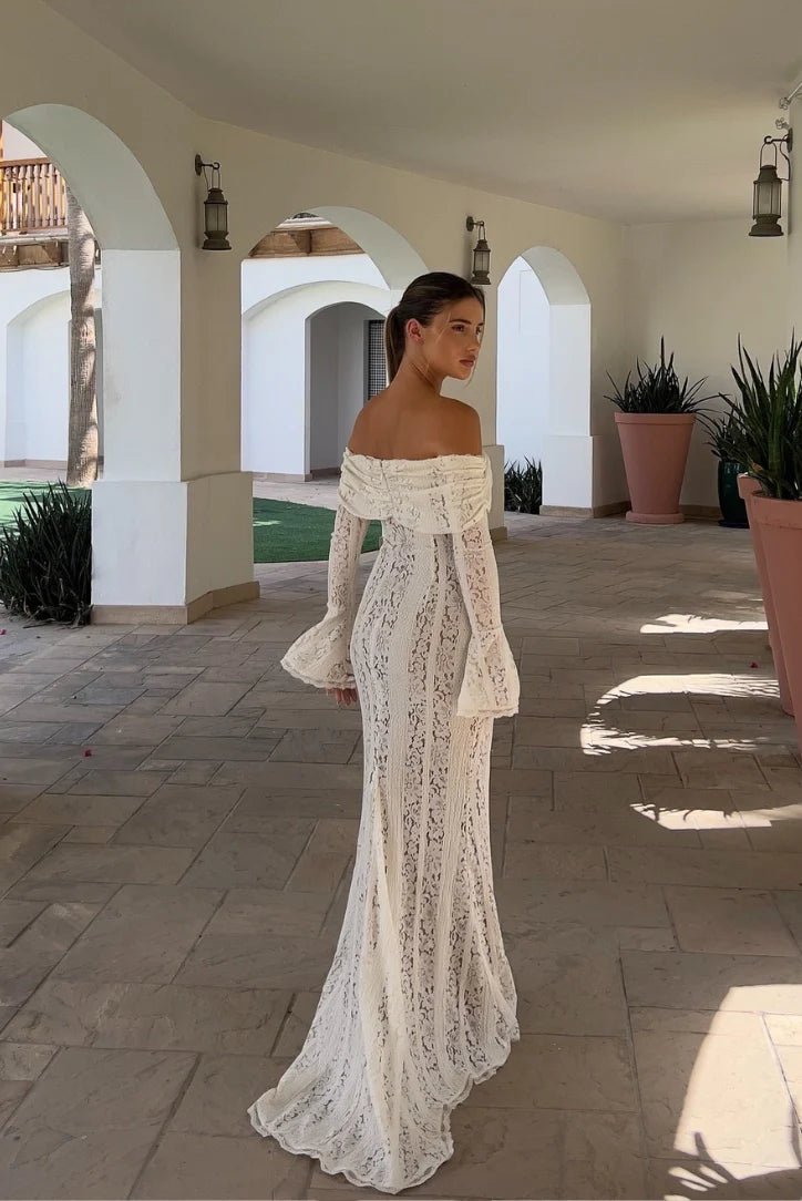 Georgette Lace Maxi- Ivory - Angel Lane Clothing